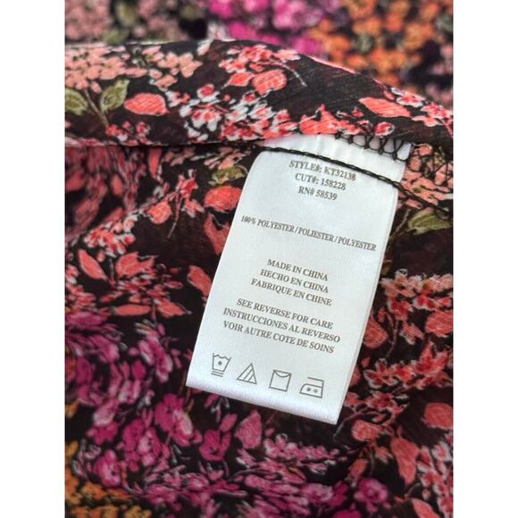 Kut From The Kloth Women's Jasmine Floral Print Chiffon Button Up Blouse Size L - Picture 4 of 8